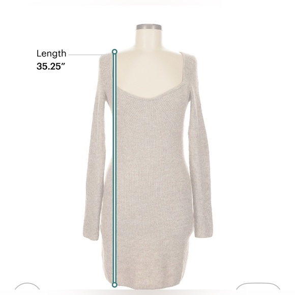 H&M Ribbed Beige Long Sleeve Sweater Dress…Size Medium - Picture 7 of 7